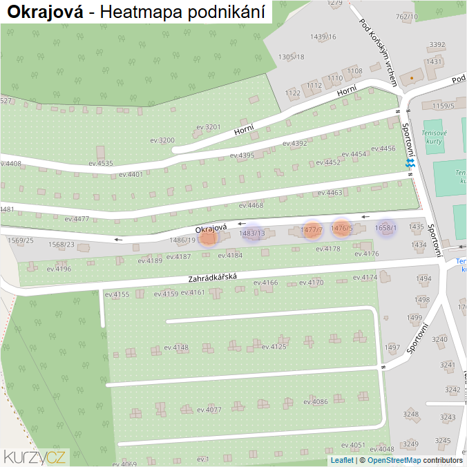 Mapa Okrajová - Firmy v ulici.