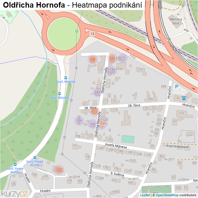 Mapa Oldřicha Hornofa - Firmy v ulici.