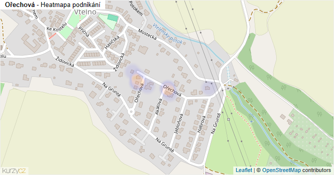 Ořechová - mapa podnikání
