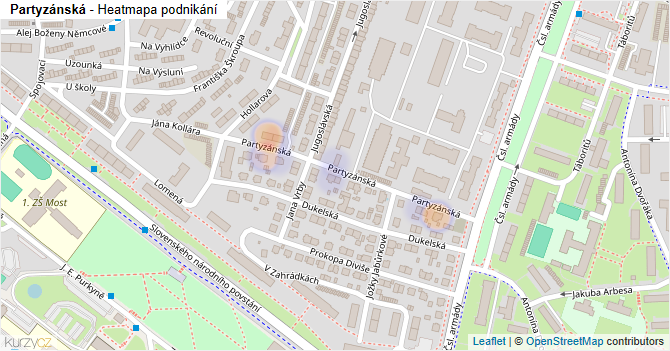 Partyzánská - mapa podnikání