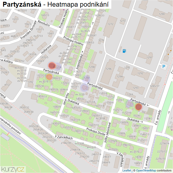 Mapa Partyzánská - Firmy v ulici.