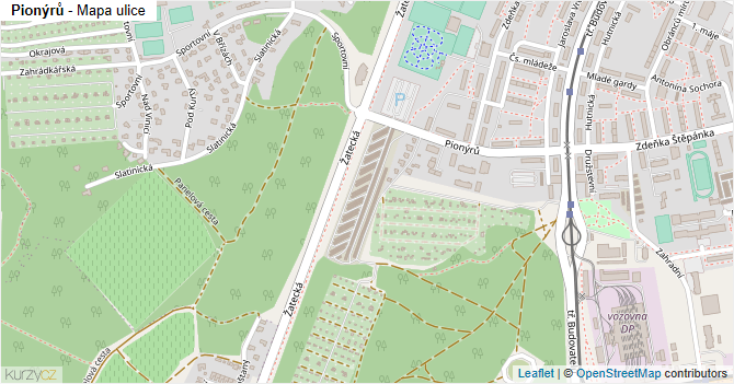 Pionýrů - mapa ulice