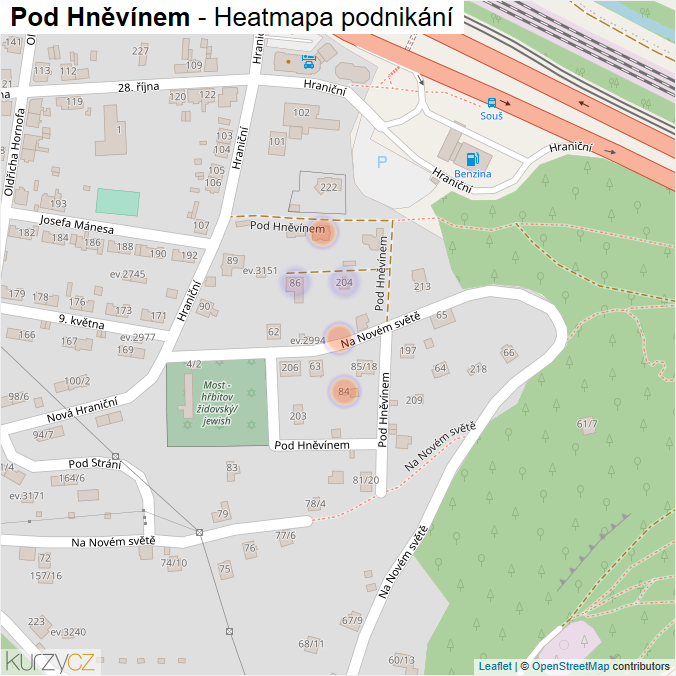 Mapa Pod Hněvínem - Firmy v ulici.
