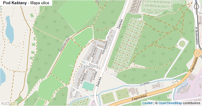 Pod Kaštany - mapa ulice