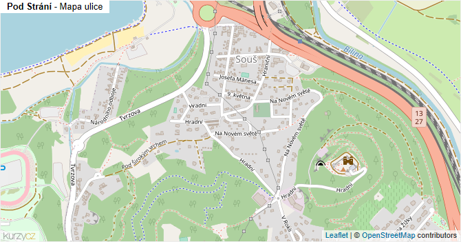 Pod Strání - mapa ulice