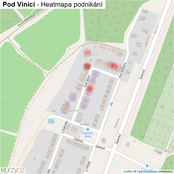Mapa Pod Vinicí - Firmy v ulici.