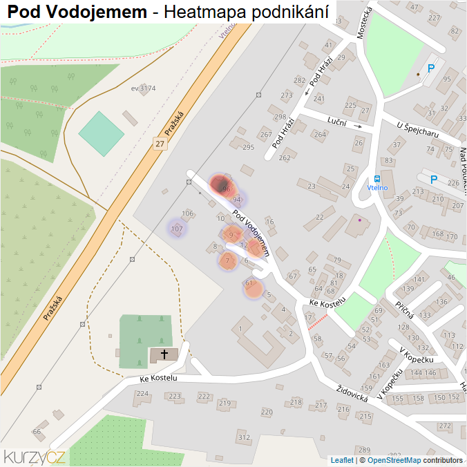 Mapa Pod Vodojemem - Firmy v ulici.