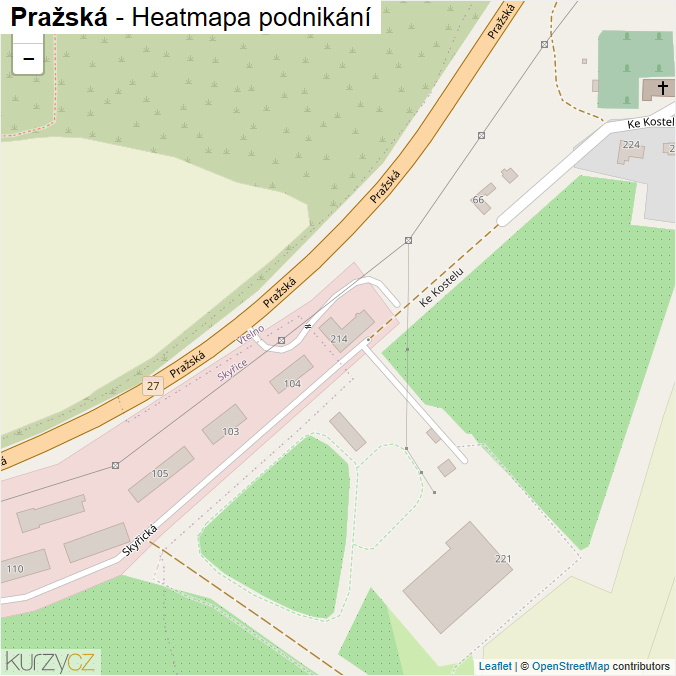 Mapa Pražská - Firmy v ulici.