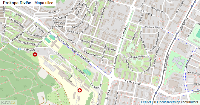 Prokopa Diviše - mapa ulice