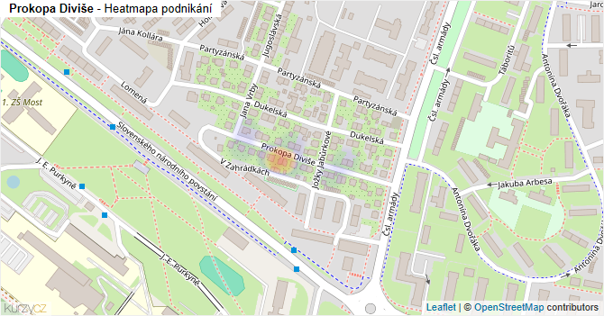 Prokopa Diviše - mapa podnikání