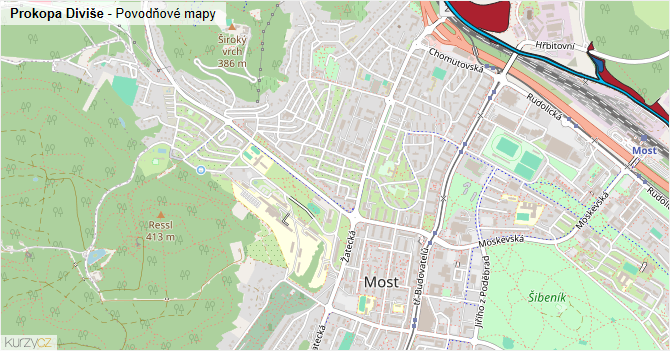 Prokopa Diviše - záplavové mapy stoleté vody