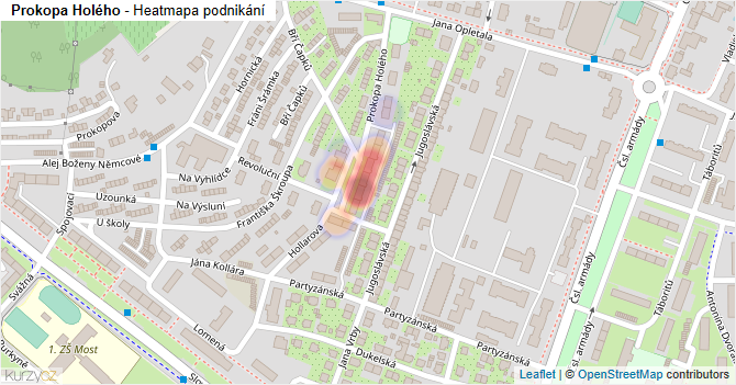 Prokopa Holého - mapa podnikání