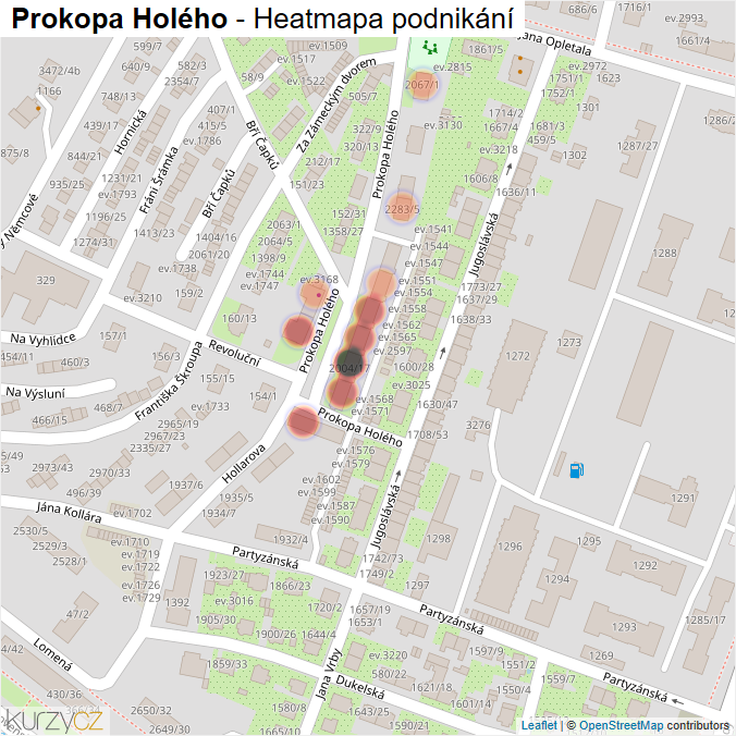 Mapa Prokopa Holého - Firmy v ulici.