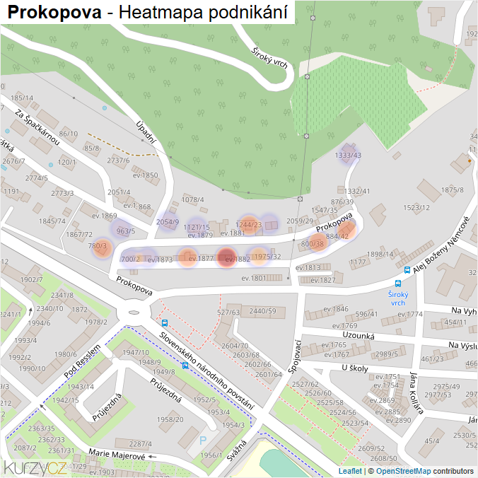 Mapa Prokopova - Firmy v ulici.