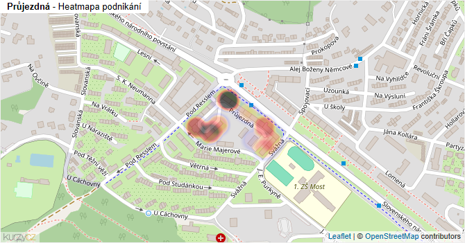 Průjezdná - mapa podnikání