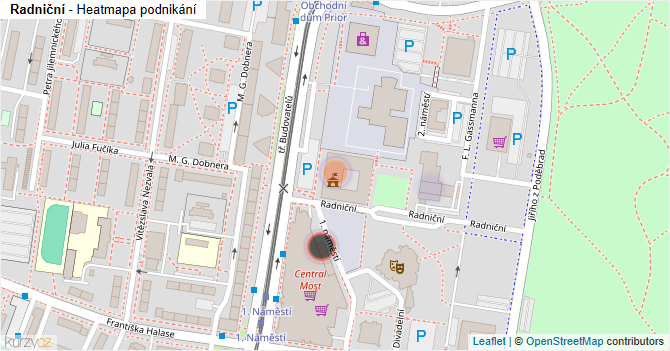 Radniční - mapa podnikání
