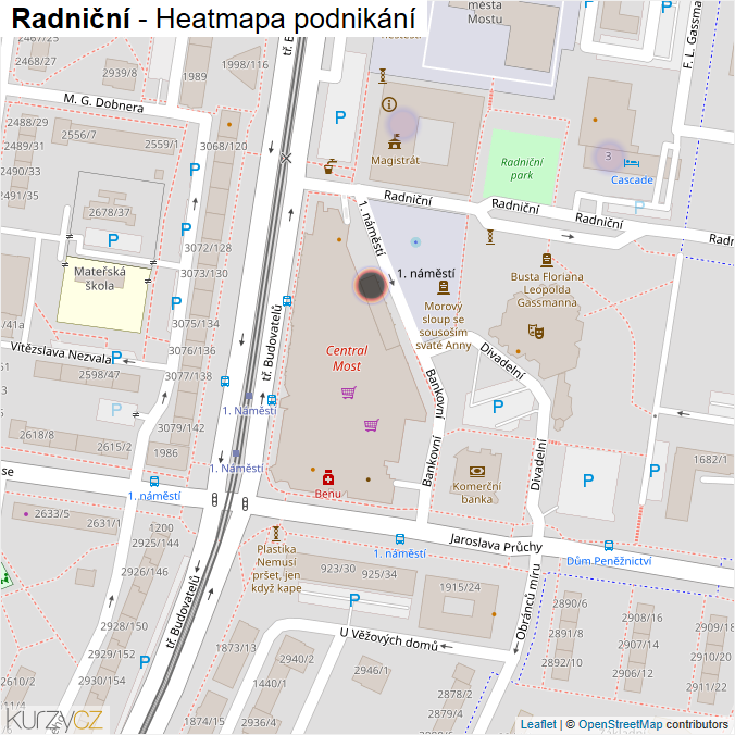 Mapa Radniční - Firmy v ulici.