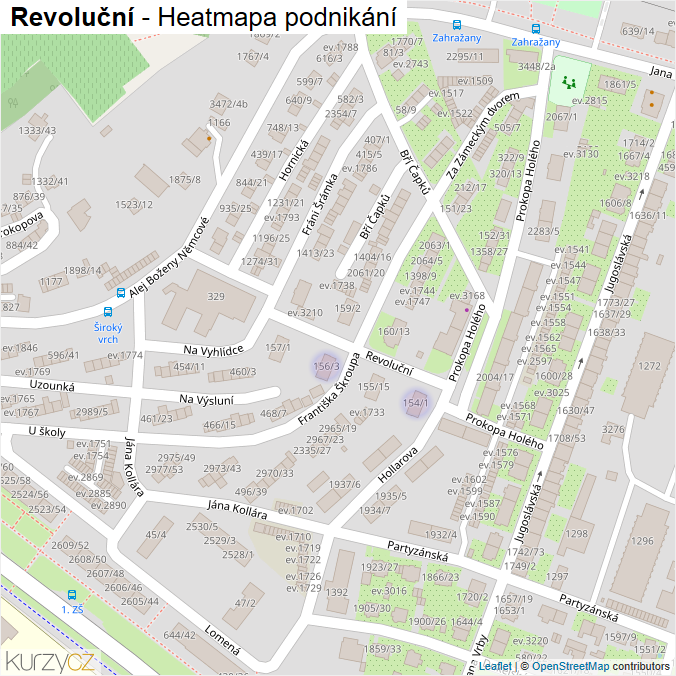 Mapa Revoluční - Firmy v ulici.