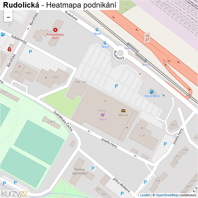 Mapa Rudolická - Firmy v ulici.