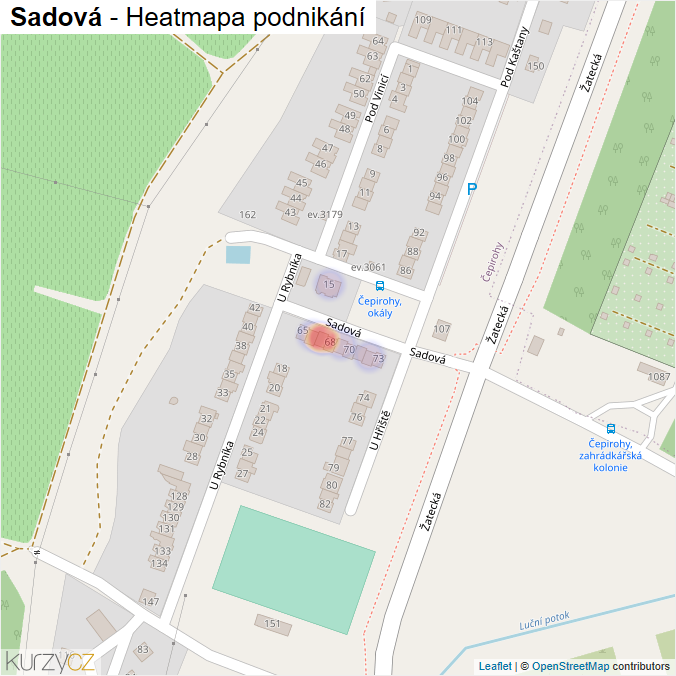 Mapa Sadová - Firmy v ulici.