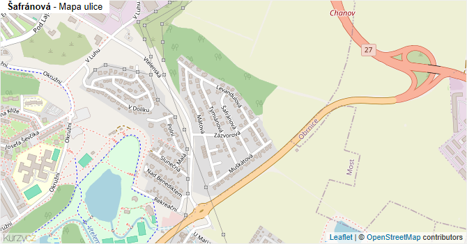 Šafránová - mapa ulice