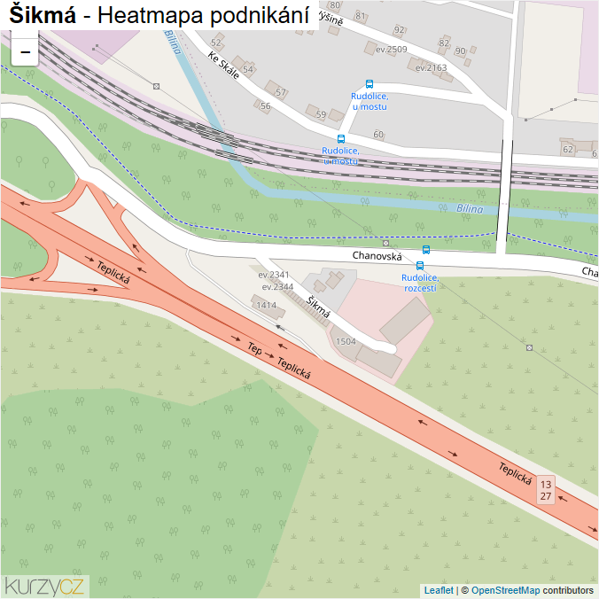 Mapa Šikmá - Firmy v ulici.