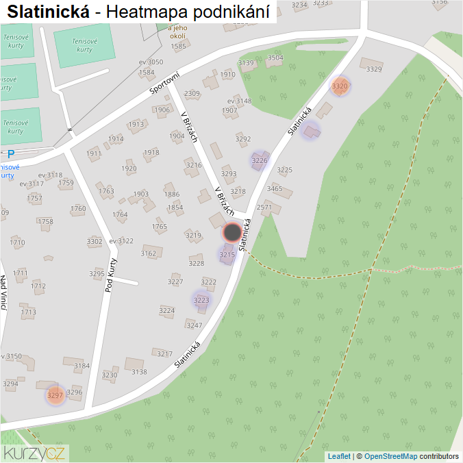 Mapa Slatinická - Firmy v ulici.