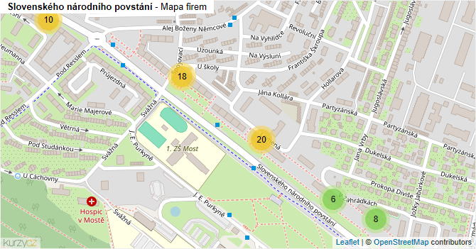 Slovenského národního povstání - mapa firem