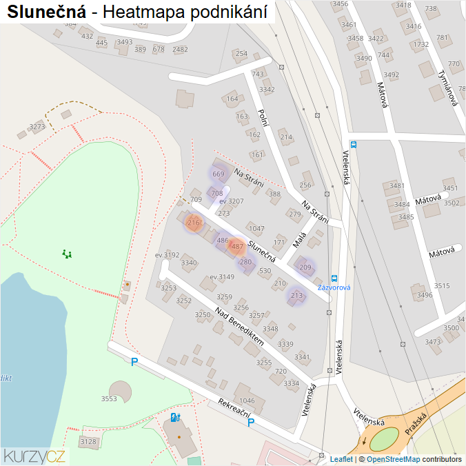 Mapa Slunečná - Firmy v ulici.
