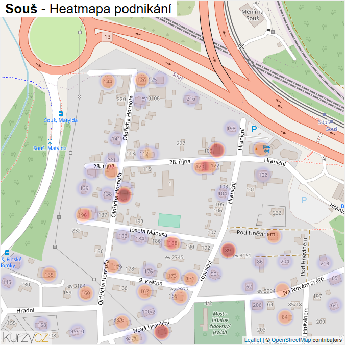 Mapa Souš - Firmy v části obce.