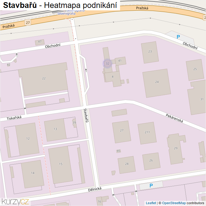 Mapa Stavbařů - Firmy v ulici.