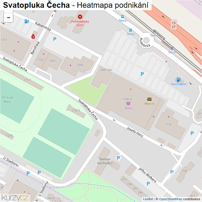 Mapa Svatopluka Čecha - Firmy v ulici.