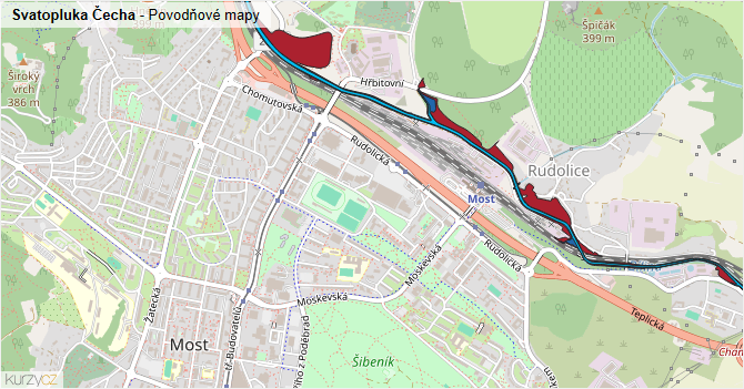 Svatopluka Čecha - záplavové mapy stoleté vody