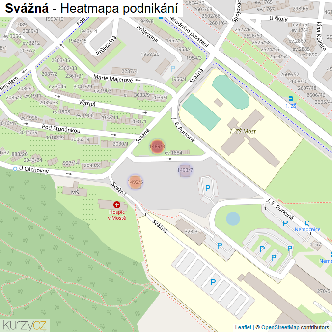 Mapa Svážná - Firmy v ulici.