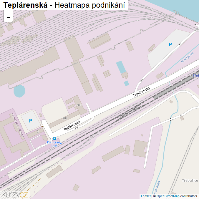 Mapa Teplárenská - Firmy v ulici.