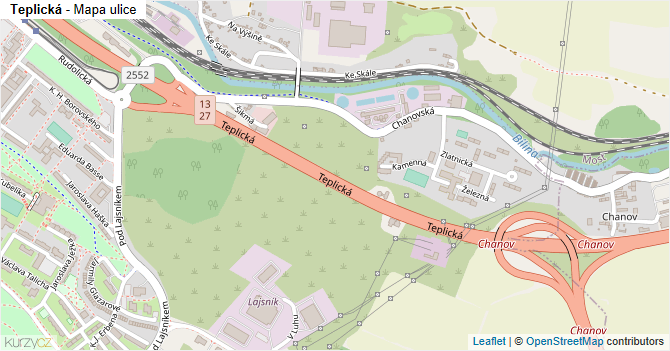 Teplická - mapa ulice