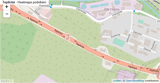 Teplická - mapa podnikání