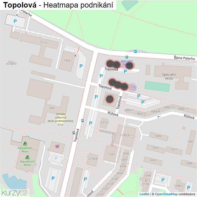 Mapa Topolová - Firmy v ulici.