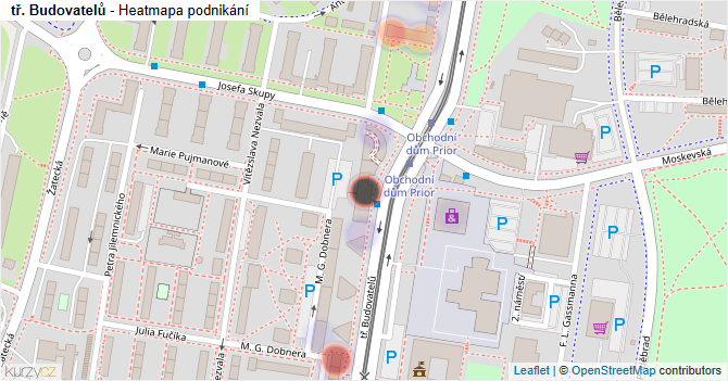 tř. Budovatelů - mapa podnikání