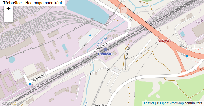 Třebušice - mapa podnikání