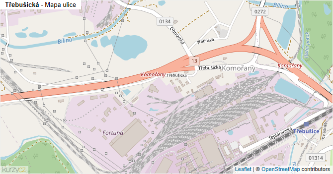 Třebušická - mapa ulice