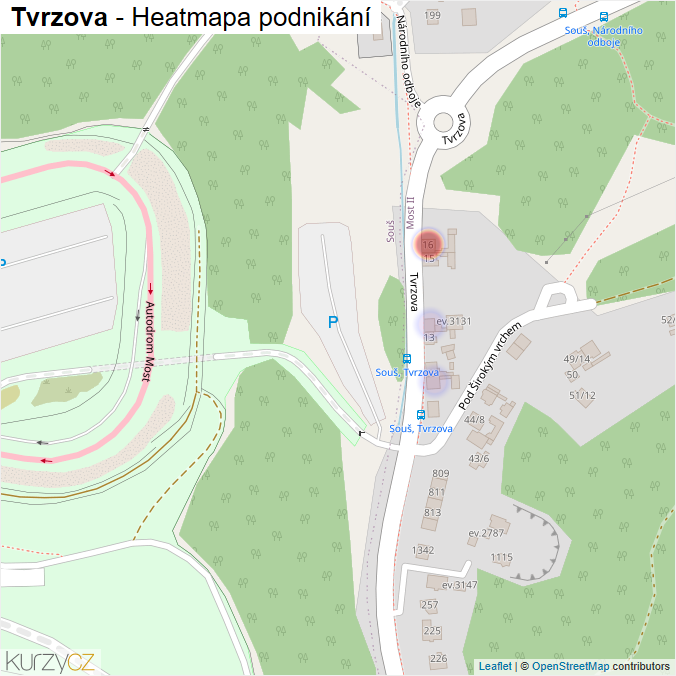 Mapa Tvrzova - Firmy v ulici.