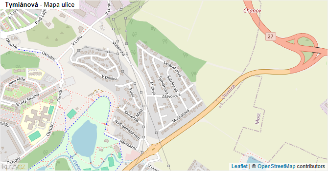 Tymiánová - mapa ulice