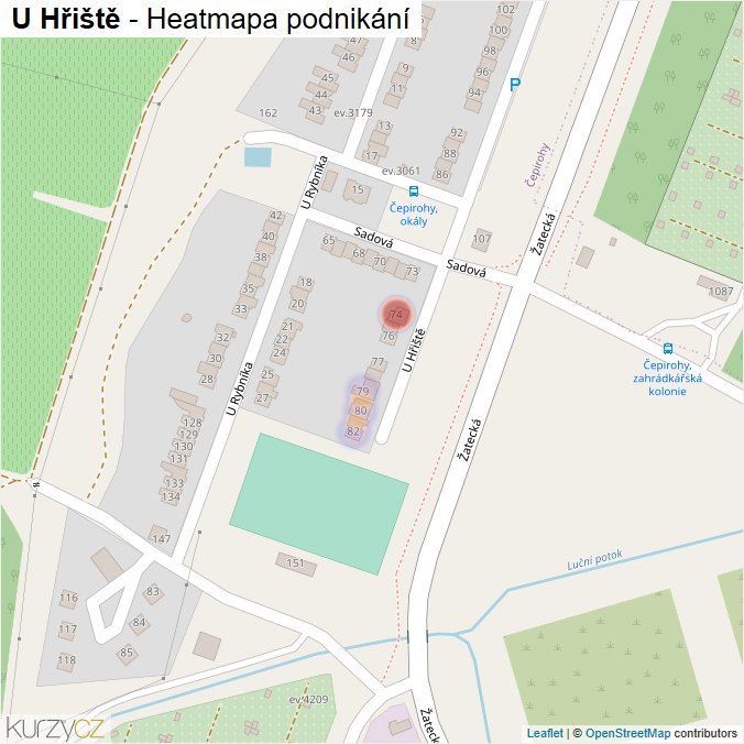 Mapa U Hřiště - Firmy v ulici.