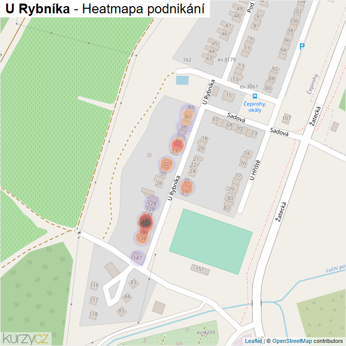 Mapa U Rybníka - Firmy v ulici.