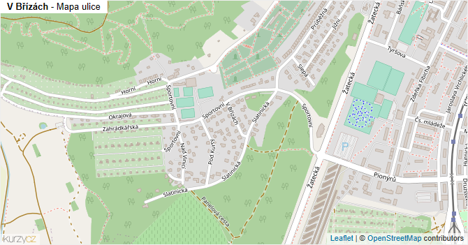 V Břízách - mapa ulice