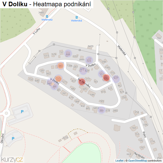 Mapa V Dolíku - Firmy v ulici.