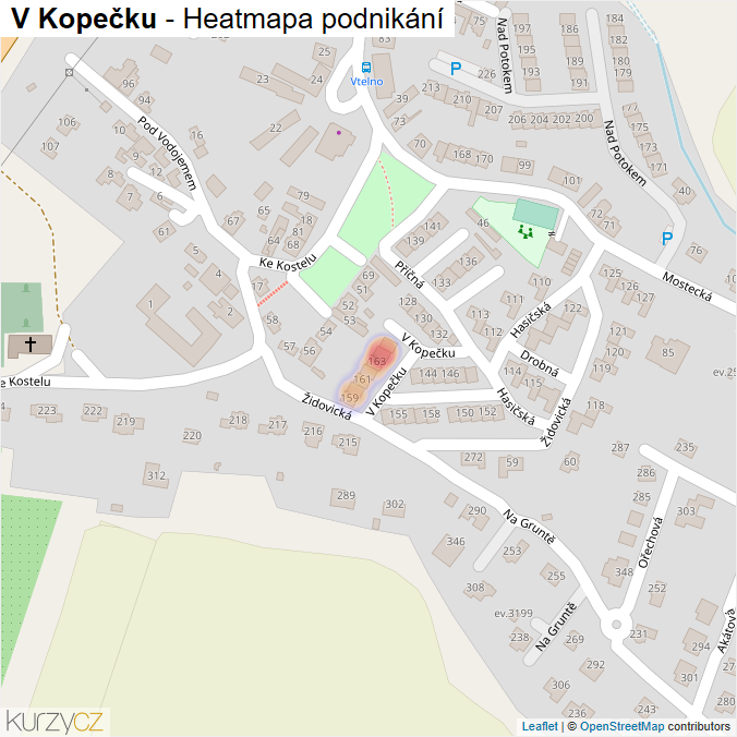 Mapa V Kopečku - Firmy v ulici.