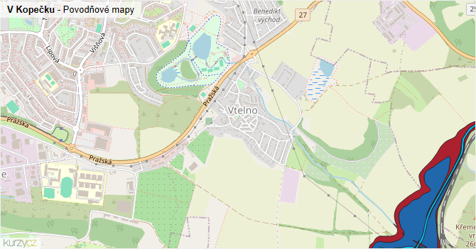 V Kopečku - záplavové mapy stoleté vody