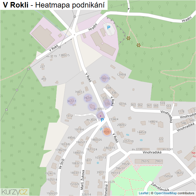 Mapa V Rokli - Firmy v ulici.